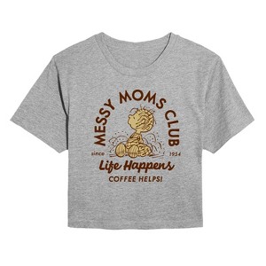 Women's - Peanuts - Messy Moms Club Cropped Graphic T-Shirt - 1 of 4