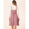 INSPIRE CHIC Women's Plaid Sleeveless Tie Back A-Line Overall Pinafore Dresses - 4 of 4