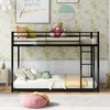 ALEXOUN Low Metal Bunk Bed Frame for Kids,with Built-in Ladder,High Guardrail,Metal Slats,No Boxspring Required,for Small Spaces - 2 of 4