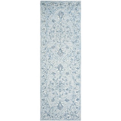 Ivory and Light Blue Hand-Tufted Wool Rug, 2' 6" x 4'
