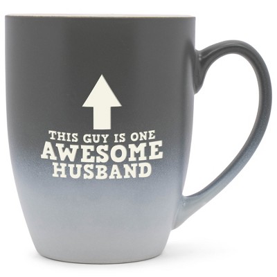 Elanze Designs This Guy Is One Awesome Husband Two Toned Ombre Matte Gray and White 12 ounce Ceramic Stoneware Coffee Cup Mug
