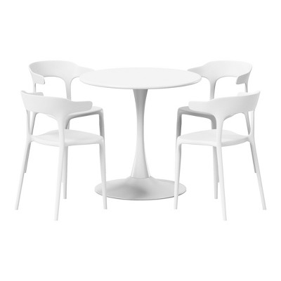 WestinTrends Playa 5-Piece Outdoor Metal Patio Dining Table Set With Stackable Patio Chairs