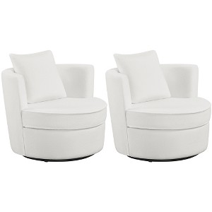 Yaheetech Set of 2 Bouclé Fabric Swivel Armchair with Throw Pillow for Living Room, Bedroom - 1 of 4