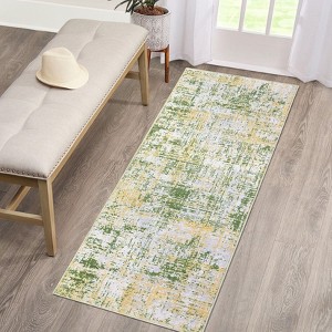 Machine Washable Area Rug Low Pile Non Slip Modern Abstract Rug Foldable Stain Resistant Carpet for Living Room Bedroom Indoor Ultra Thin Mat - 1 of 4