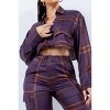 Slickblue Women's Cropped Shirt and Cargo Pants Set with Pockets, Adjustable Hem, Taupe/Plum, Size S-L - 3 of 4