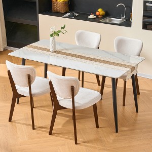 KERDOM Dining Chairs Set of 4, Modern Upholstered Wood, Armless Wide Seat Cushion, Padded Backrest, Beige - 1 of 4