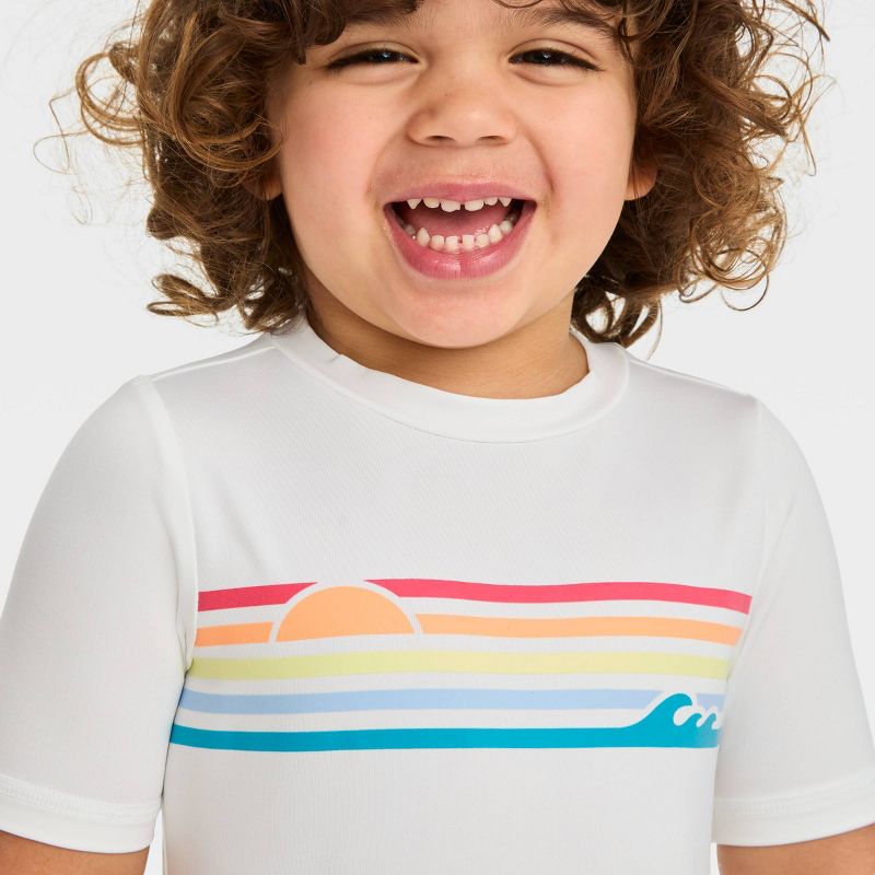 Toddler Short Sleeve Rainbow Graphic Rash Guard Top - Cat & Jack™ White, 4 of 5
