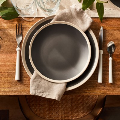 Gray and Cream Ceramic 32-Piece Dinnerware Set, Service for 8
