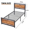 VECELO Twin/Full/Queen/King Size Bed Frame with Wooden Headboard, Metal Bed Platform No Box Spring Needed with Heavy Duty Steel Slat, Brown - 3 of 4