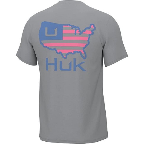 HUK Men's Short Sleeve Performance Shirt - American HUK Tee - Harboor Mist  - S