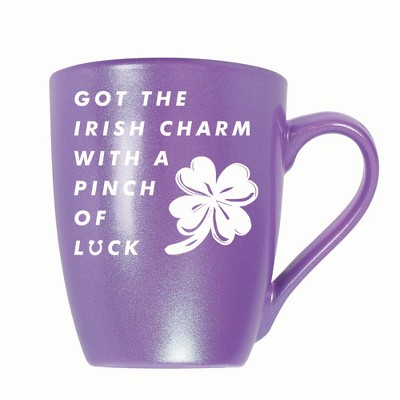 Elanze Designs Irish Charm With Pinch Of Luck 10 ounce New Bone China Coffee Tea Cup Mug, Passion Purple