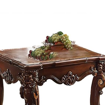 Cherry Finish Square End Table with Scrolled Wood Legs and Storage