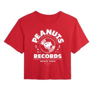 Women's - Peanuts - Snoopy Vinyl Cropped Graphic T-Shirt - 1 of 4