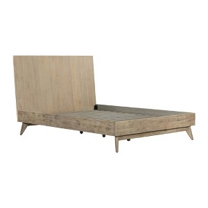 Queen Baly Acacia Platform Bed Sandblast Gray - Armen Living: Modern Wooden Frame, No Box Spring Needed - 1 of 4