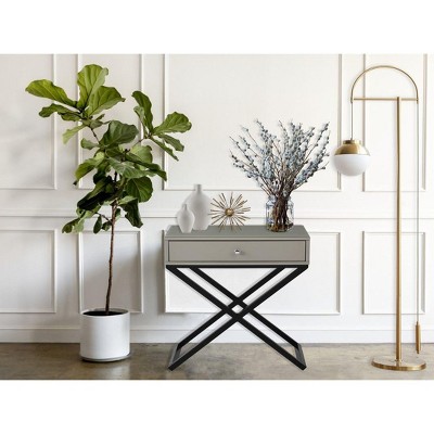 NicBex Modern Nightstand with X-Shaped Metal Legs Minimalist Bedside Table with Single Drawer End Table for Bedroom, Living Room
