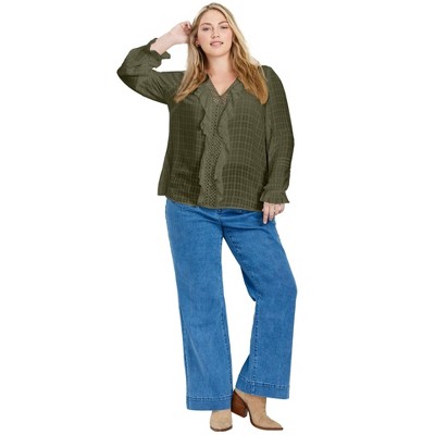 Avenue Women's Plus Size Ruffle Love Shirt
