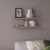 FONTOI 2PCS Wide Storage Shelf Wall Mounted, Floating Shelf, Book Shelves for Living Room Bathroom, Wall Decor, Brown, 31.5"*1.5"*9.8" - 2 of 4