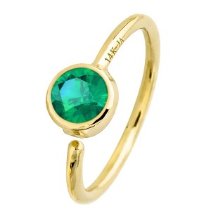 Jewelry Avalanche 20G 14K Gold Bezel Set Emerald Nose Hoop Ring, 8mm, May Birthstone - 1 of 3