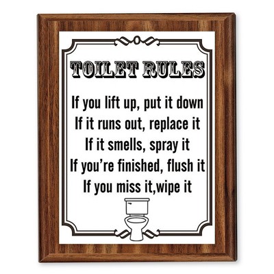 Collections Etc Hilarious Toilet Rules Novelty Bath Wooden Wall Plaque