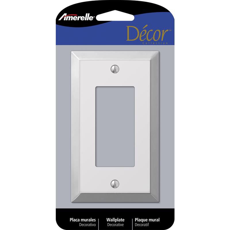 Amerelle Century Polished Chrome 1 gang Stamped Steel Decorator Wall Plate 1 pk, 1 of 2