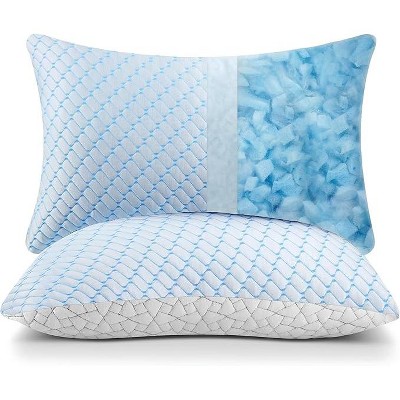 BAFODE Memory Foam Pillows Queen Size Set of 2 Bamboo Cooling Bed Pillow 2 Pack Shredded Memory Foam Pillow for Sleeping