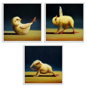 Stupell Industries Yoga Chick Trio Funny Farm Animals 3pc Framed Giclee Art Set - 1 of 4