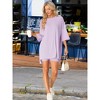 cheibear Women's Knit Loose Fit T-Shirt with Biker Shorts Lounge Sleepwear Pajama Sets - 3 of 4