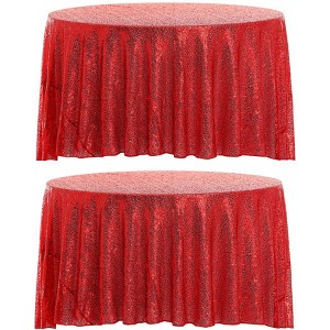 Unique Bargains Parties Polyester Sequin Round Tablecloth - 1 of 4