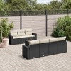 vidaXL Patio Sofa Set with Cushions Outdoor Furniture 8 Piece Poly Rattan - Black and Cream - 2 of 4