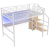 PAGED Full Size Loft Bed with Desk Modern Metal Bed Frame with Wardrobe, Guardrail and Storage Stairs for Bedroom - 4 of 4