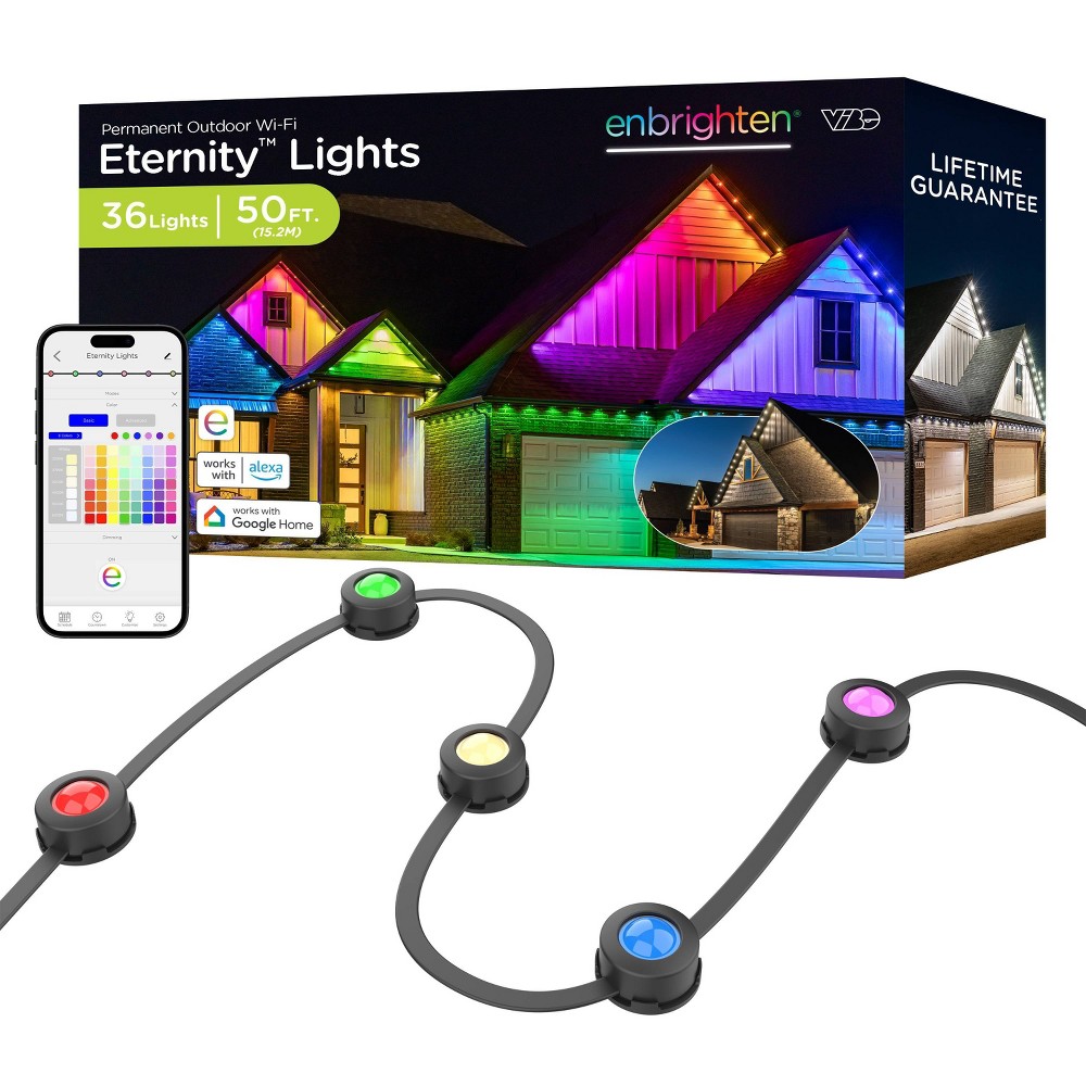 Enbrighten Vibe 50' Black Eternity Permanent Outdoor Lights - Smart RGBCWIC Eave Lights