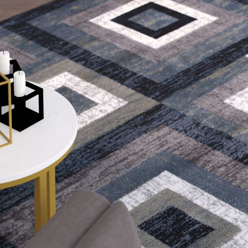 Emma and Oliver Modern Accent Rug with Geometric Square Pattern, 4 of 10