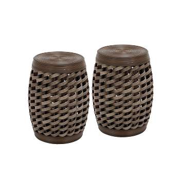 Set of 2 Eclectic Rattan Accent Tables Brown - Olivia & May