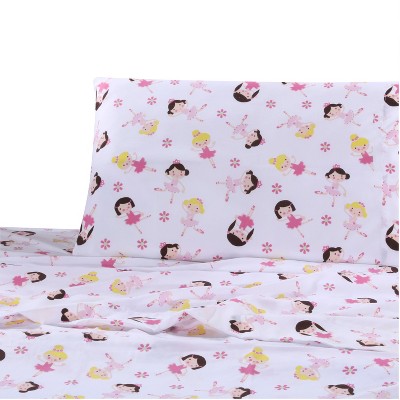 Bella Pink Ballerina Twin Cotton Polyester Sheet Set