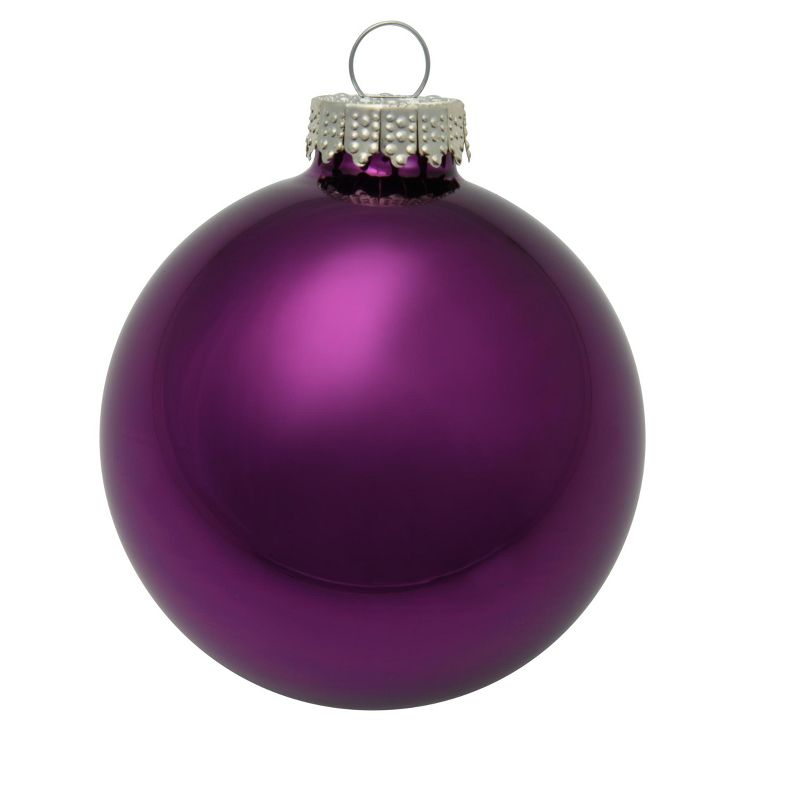 Northlight Shiny Finish Glass Christmas Ball Ornaments - 3.25" (80mm) - Purple - 8ct, 1 of 4