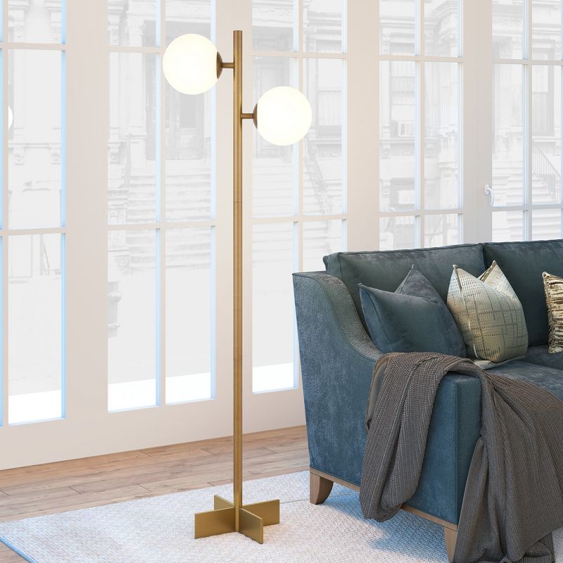 Hampton & Thyme 2-Light Floor Lamp with Glass Shade, 3 of 13