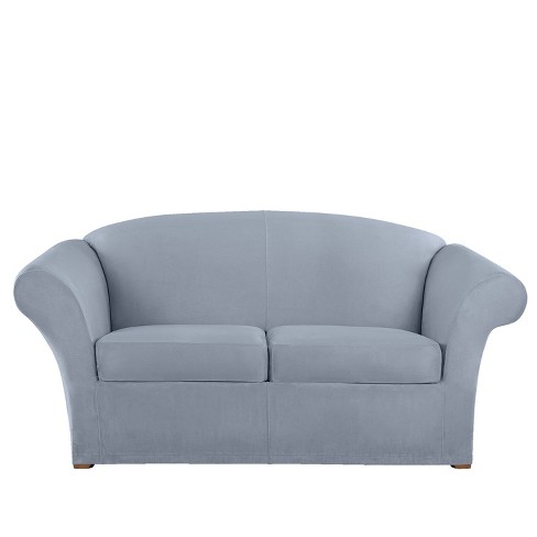 Blue suede online loveseat