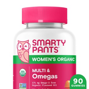 SmartyPants Organic Women's Multi & Vegetarian Omega 3 Gummy Vitamins with D3, C & B12 - 90 ct - 1 of 4