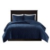Sapphtopaz 3 Pcs Comforter Set Quilt Set Soft Velvet Quilt Set in Geometric Quilting Technique Cotton Filling 1 Quilt 2 Pillow Shams, Machine Washable - 3 of 4