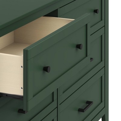 Forest Green Painted Double Nursery Dresser with 6 Drawers