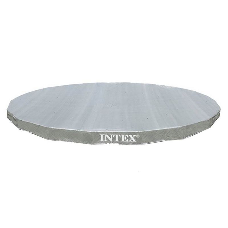 Intex 28041E UV Resistant Deluxe Debris Pool Cover for 18-Foot Intex Ultra Frame Round Above Ground Swimming Pools with Drain Holes, Gray, 1 of 7
