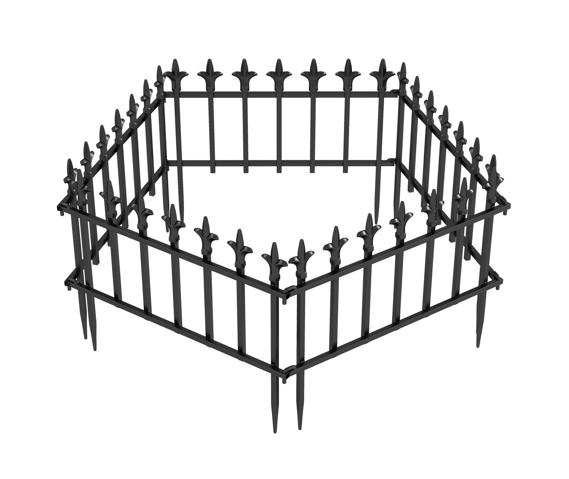 Gymax 5-Pack Metal Garden Fence w/ Fleur-de-Lis Finials No Dig Landscape Fencing