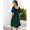 BLUEMING Maternity Dress Front Tie Knot Midi Dress Short Circle Sleeve Bow Tie Highwaist Shirred Back Dress for Pregnancy Women - 4 of 4