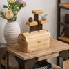 Vintiquewise Unfinished Wooden Treasure Chest Arched Lid Gold Metal Accents Front Locking Latch & Top Handle Decorative Storage Box - 2 of 4