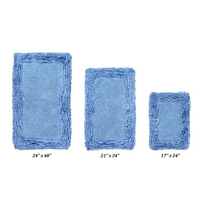 Shaggy Border Collection 3-Piece Bath Rug Set 100% Cotton Tufted Weave Ruffle Border Pattern Bathroom Rug for Machine Washable Bathmat