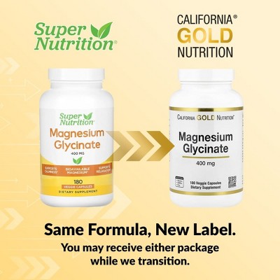 California Gold Nutrition Magnesium Glycinate, 180 Veggie Capsules (133 mg per Capsule)