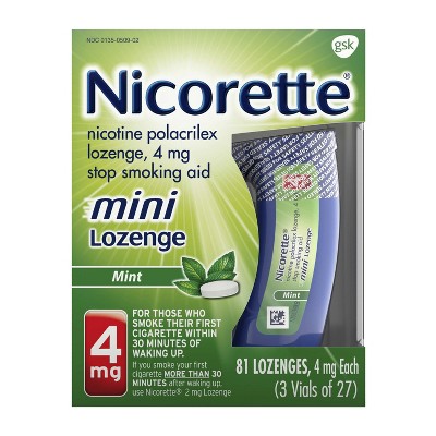 Nicorette 4mg Stop Smoking Aid Nicotine Mini Lozenge - Mint - 81ct : Target