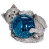 Roman 6" LED Cat Blue Solar Light Resin Outdoor Garden Statues Blue - 2 of 4