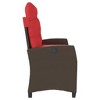 vidaXL Reclining Patio Bench - Brown Poly Rattan, Outdoor Garden Furniture with Cushions, Adjustable Backrest - 4 of 4