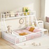 Floor Bed Frame, Metal Platform Bed with Safety Guardrails & Desk and Storage Shelves, Playhouse Bed Frame for Bedroom Playroom - 2 of 4
